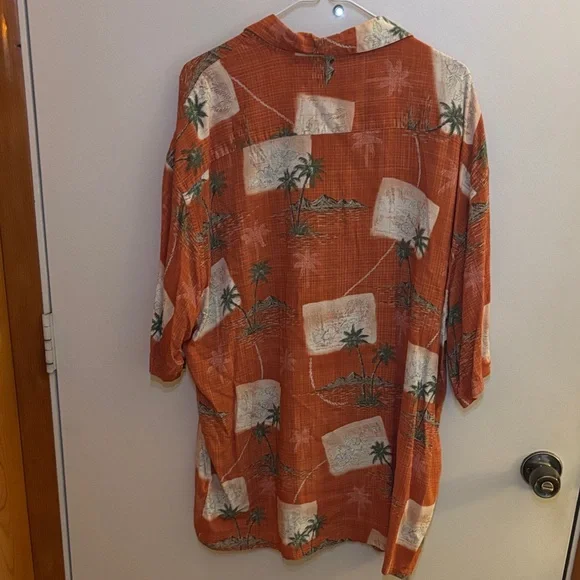 Men's Casual Tropical Print Shirt - Rust - Picture 4 of 4